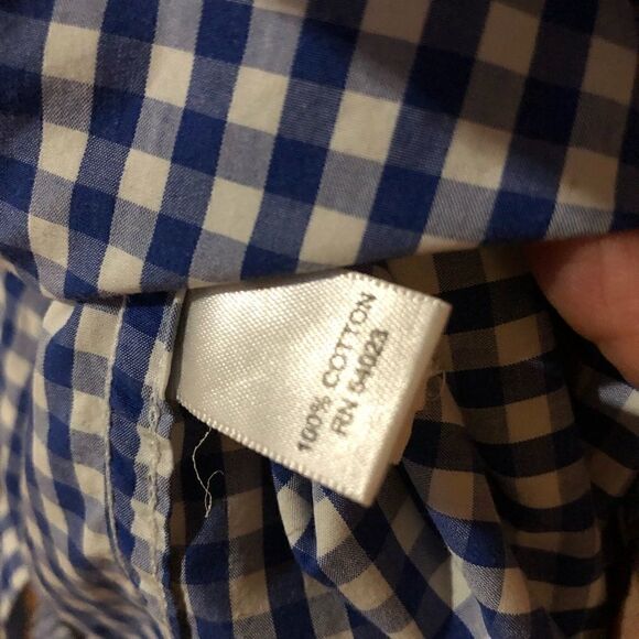 Banana Republic Sz S Blue White Check Western Rustic Long Sleeve Shirt - Picture 5 of 7